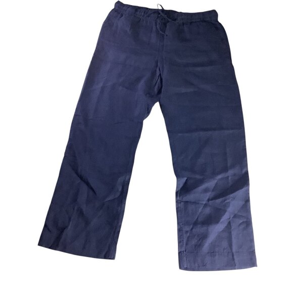 Charter Club Women’s Petite Linen Pants Intrepid Blue Size PL Elastic Waistband - Picture 12 of 16